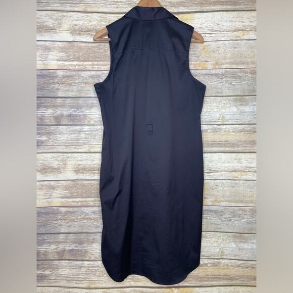 Theory 12 Walva sleeveless button front shirt dress in black - Picture 4 of 10